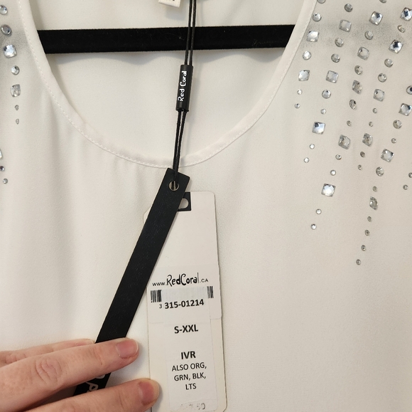 NWT - Red Coral white jewelled tank, size M - Picture 2 of 4